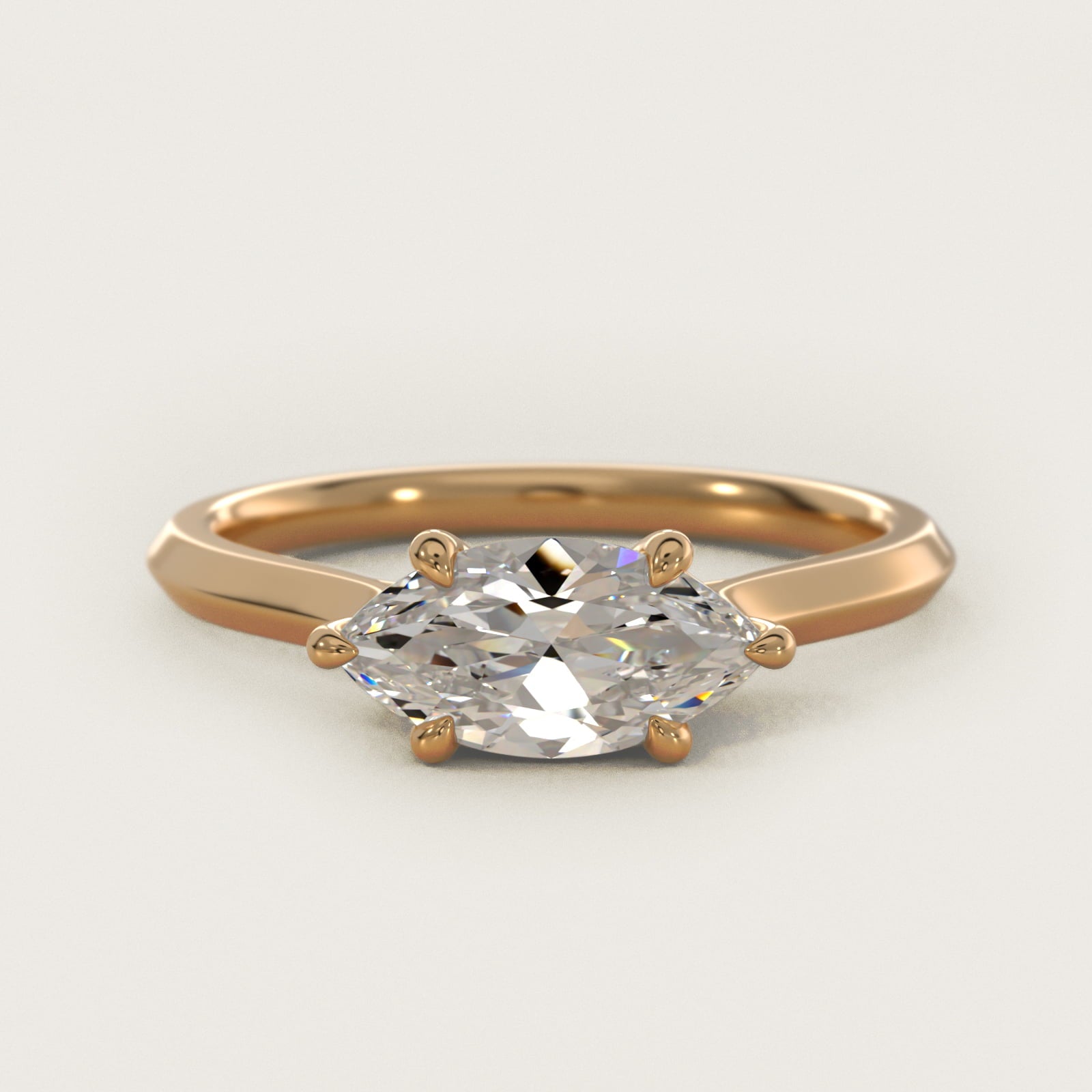 East West Knife Edge Cathedral Solitaire Engagement Ring In 18k Yellow Gold By James Allen - Marquise Center