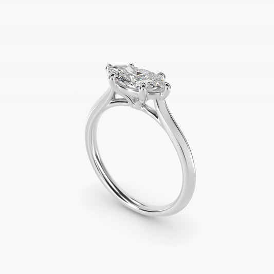 East West Knife Edge Cathedral Solitaire Engagement Ring In Platinum By James Allen - Marquise Center