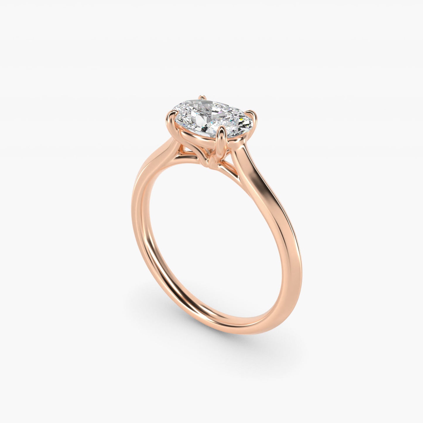 East West Knife Edge Cathedral Solitaire Engagement Ring In 14K Rose Gold By James Allen - Oval Center