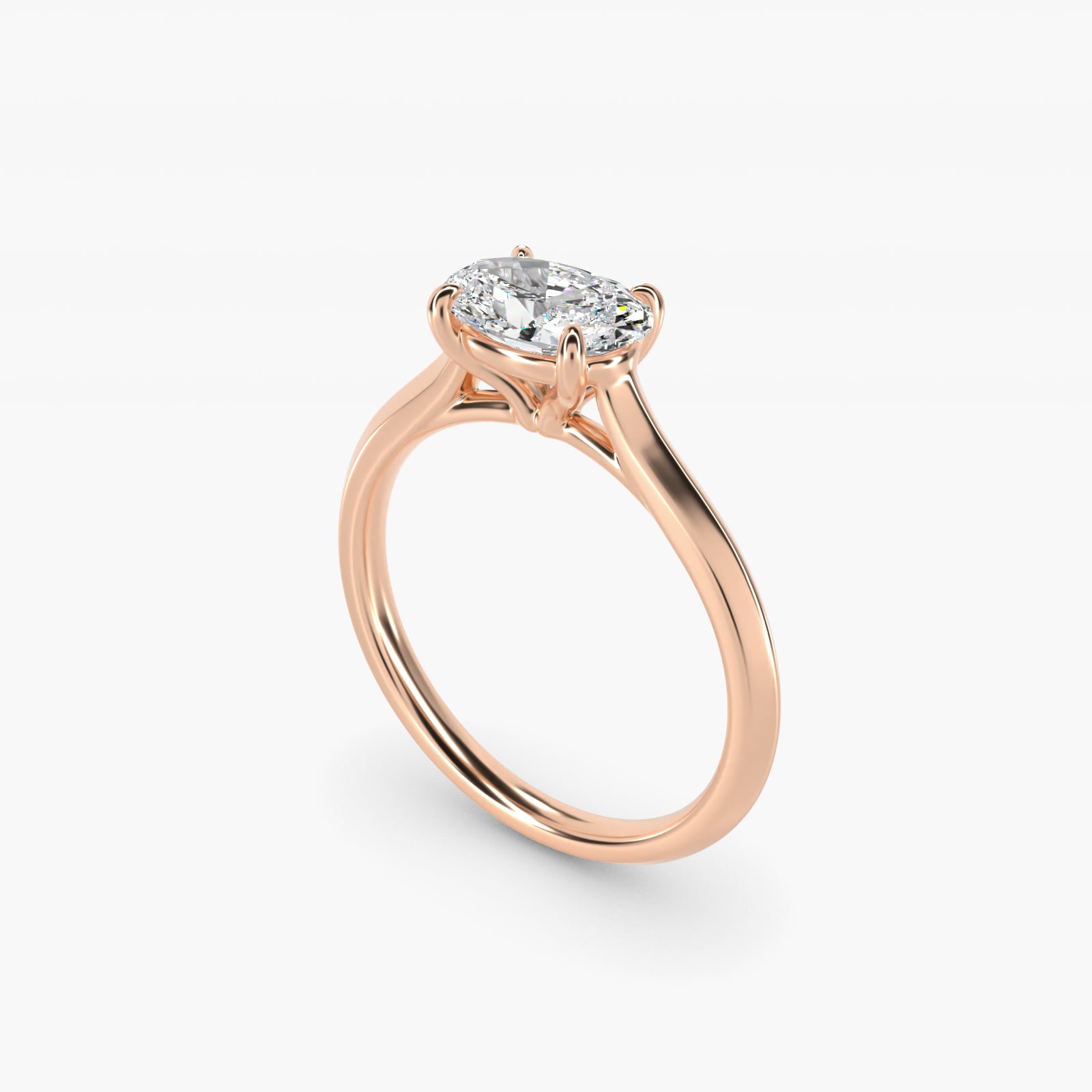 East West Knife Edge Cathedral Solitaire Engagement Ring In 18k Rose Gold By James Allen - Oval Center