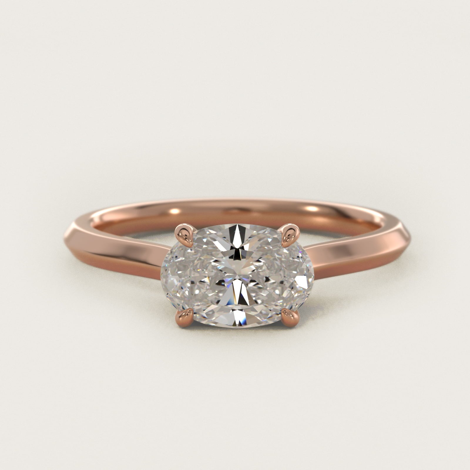 East West Knife Edge Cathedral Solitaire Engagement Ring In 14K Rose Gold By James Allen - Oval Center
