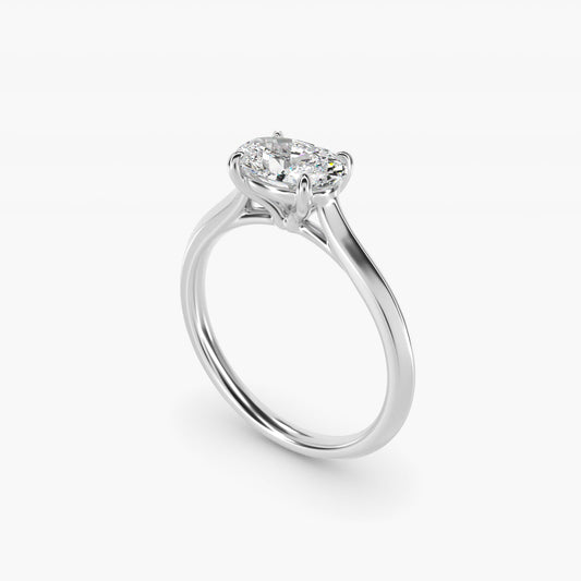 East West Knife Edge Cathedral Solitaire Engagement Ring In 18k White Gold By James Allen - Oval Center
