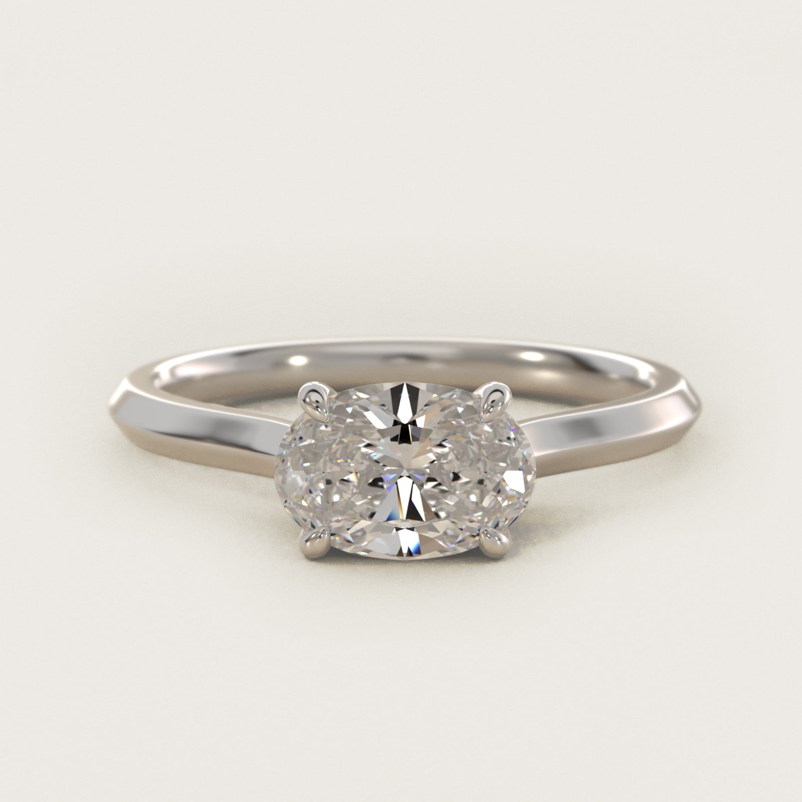 East West Knife Edge Cathedral Solitaire Engagement Ring In 18k White Gold By James Allen - Oval Center