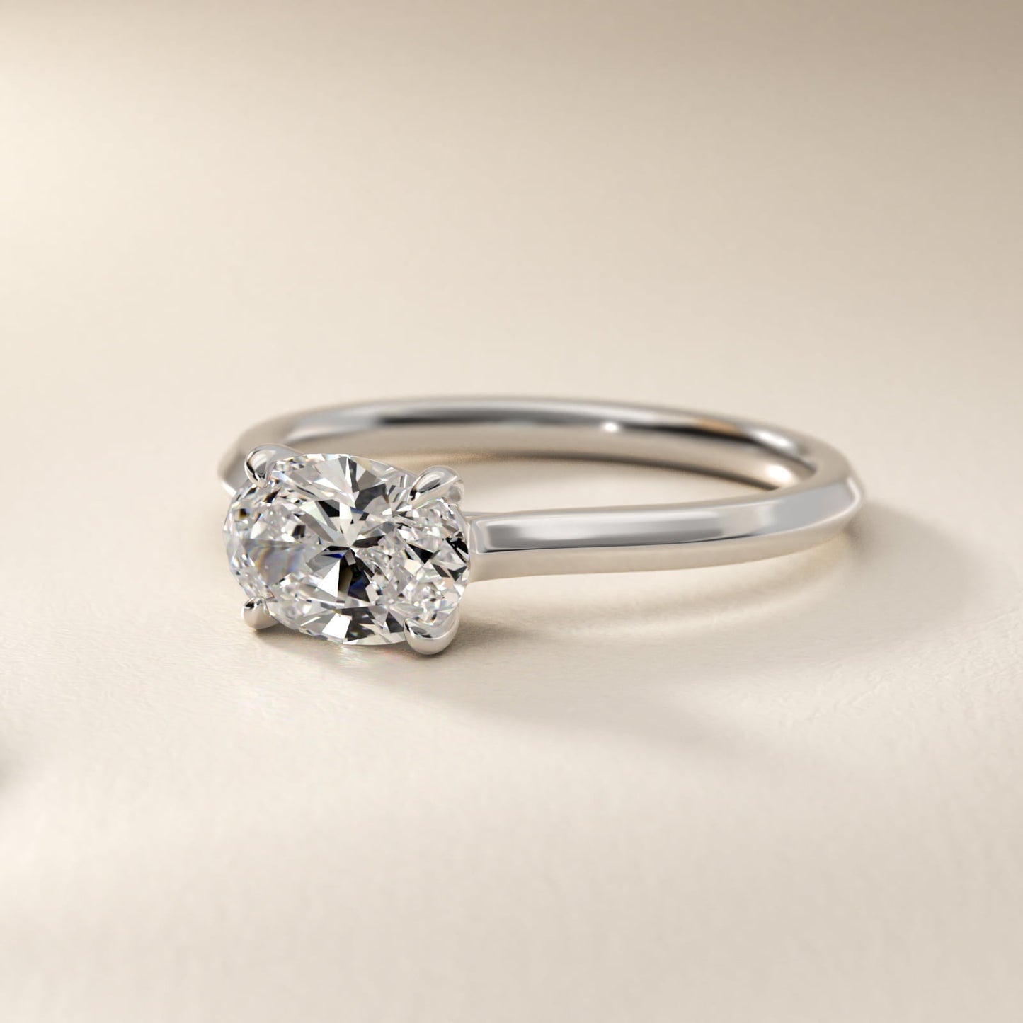 East West Knife Edge Cathedral Solitaire Engagement Ring In 18k White Gold By James Allen - Oval Center