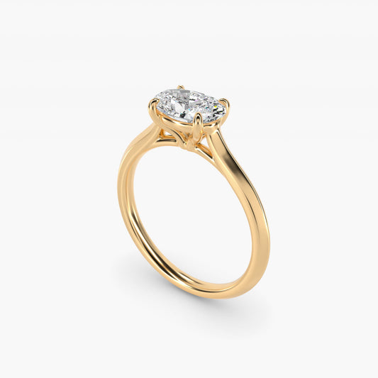 East West Knife Edge Cathedral Solitaire Engagement Ring In 14K Yellow Gold By James Allen - Oval Center