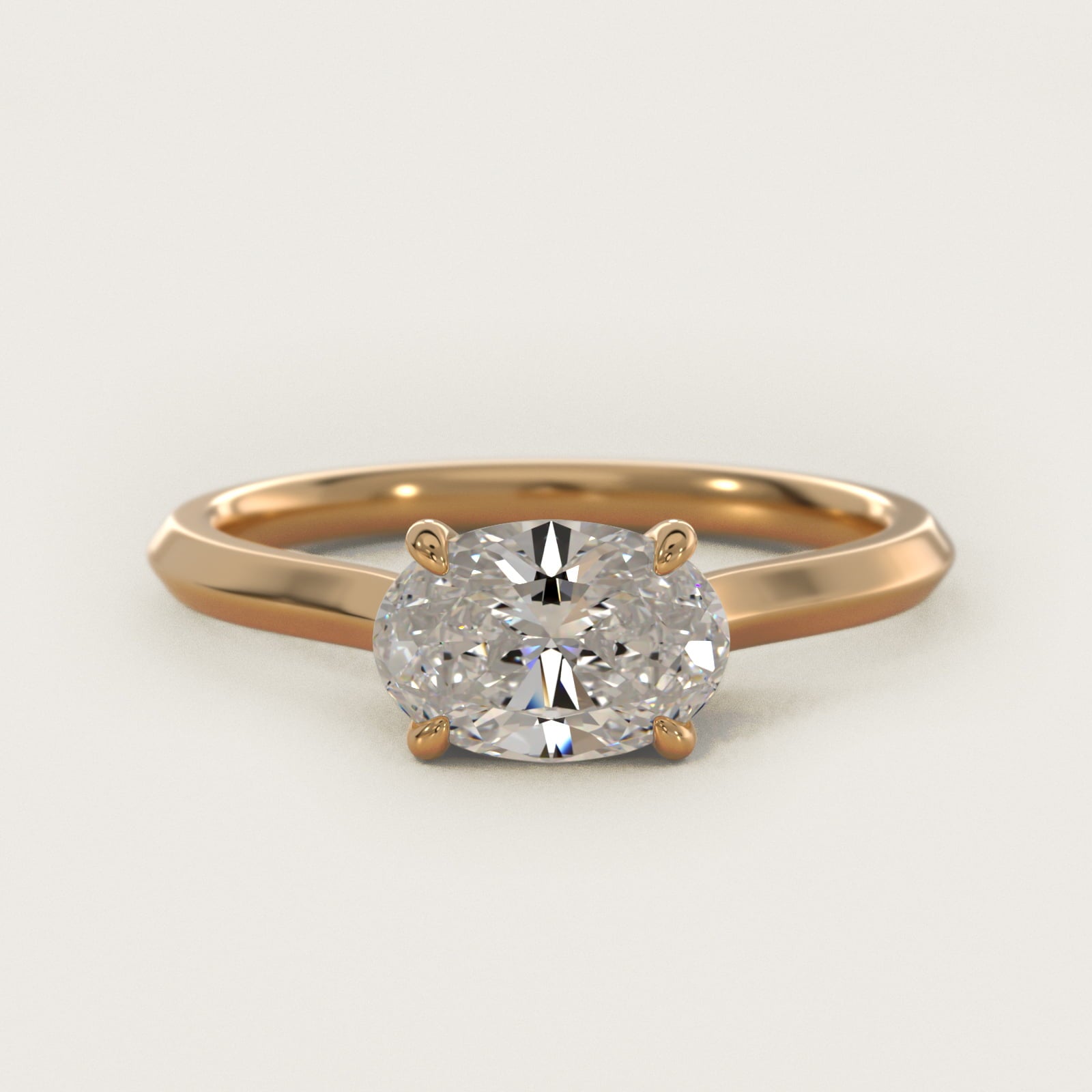 East West Knife Edge Cathedral Solitaire Engagement Ring In 18k Yellow Gold By James Allen - Oval Center