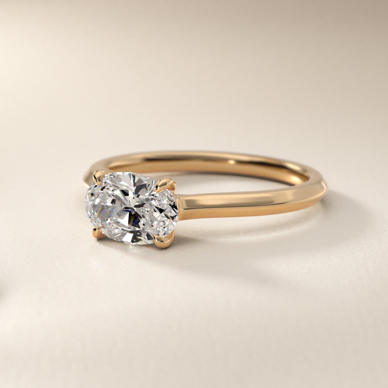 East West Knife Edge Cathedral Solitaire Engagement Ring In 14K Yellow Gold By James Allen - Oval Center