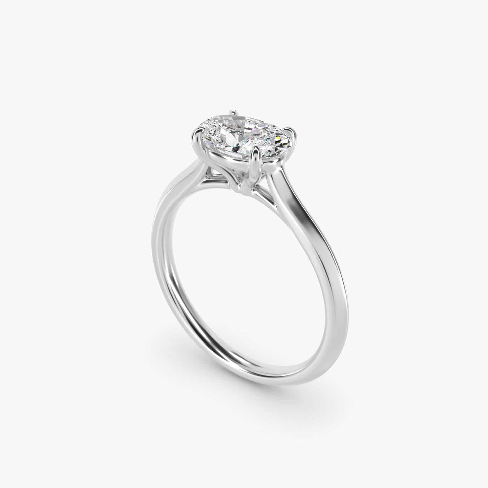 East West Knife Edge Cathedral Solitaire Engagement Ring In Platinum By James Allen - Oval Center
