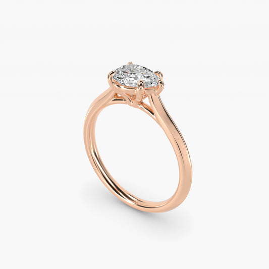 East West Knife Edge Cathedral Solitaire Engagement Ring In 14K Rose Gold By James Allen - Pear Center