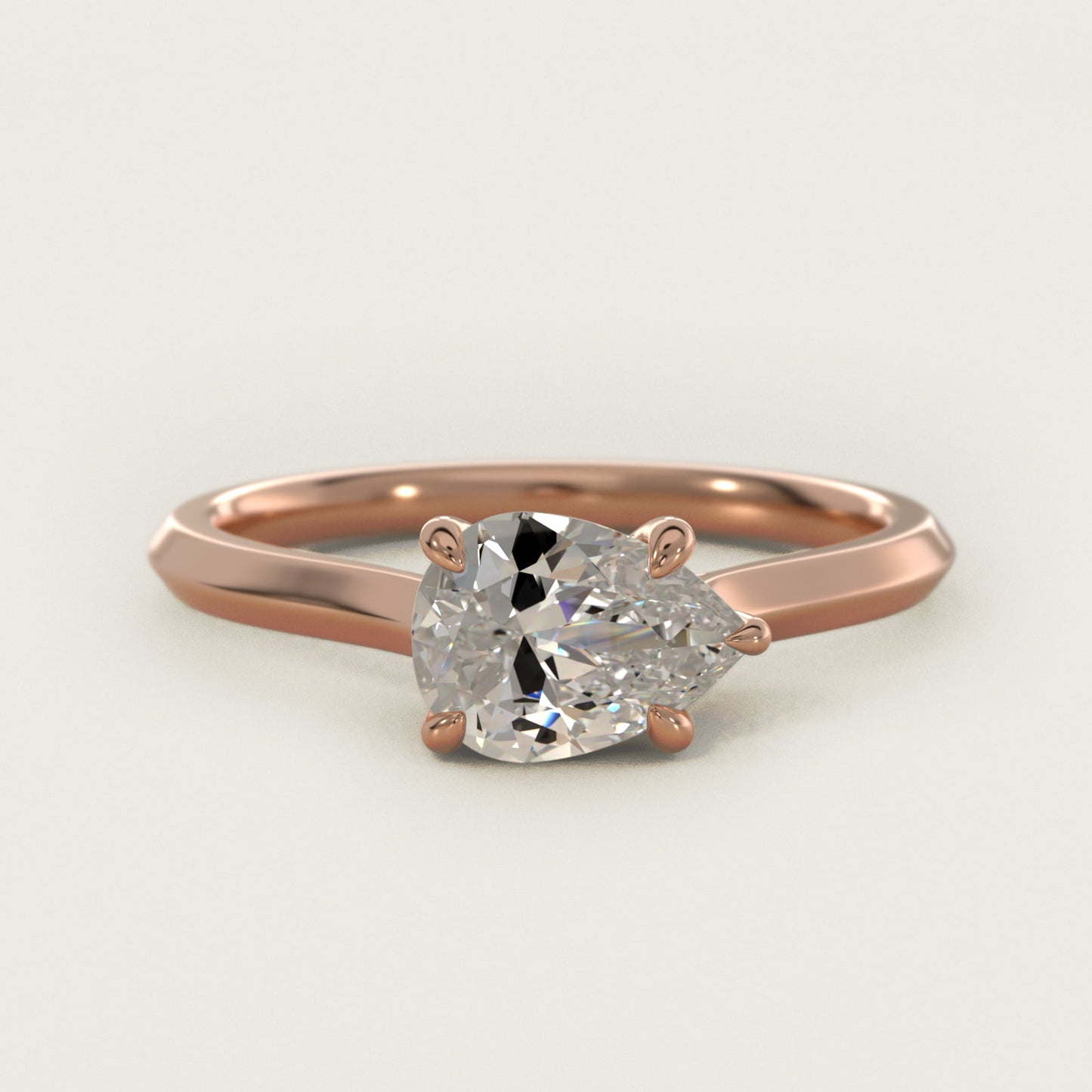 East West Knife Edge Cathedral Solitaire Engagement Ring In 18k Rose Gold By James Allen - Pear Center