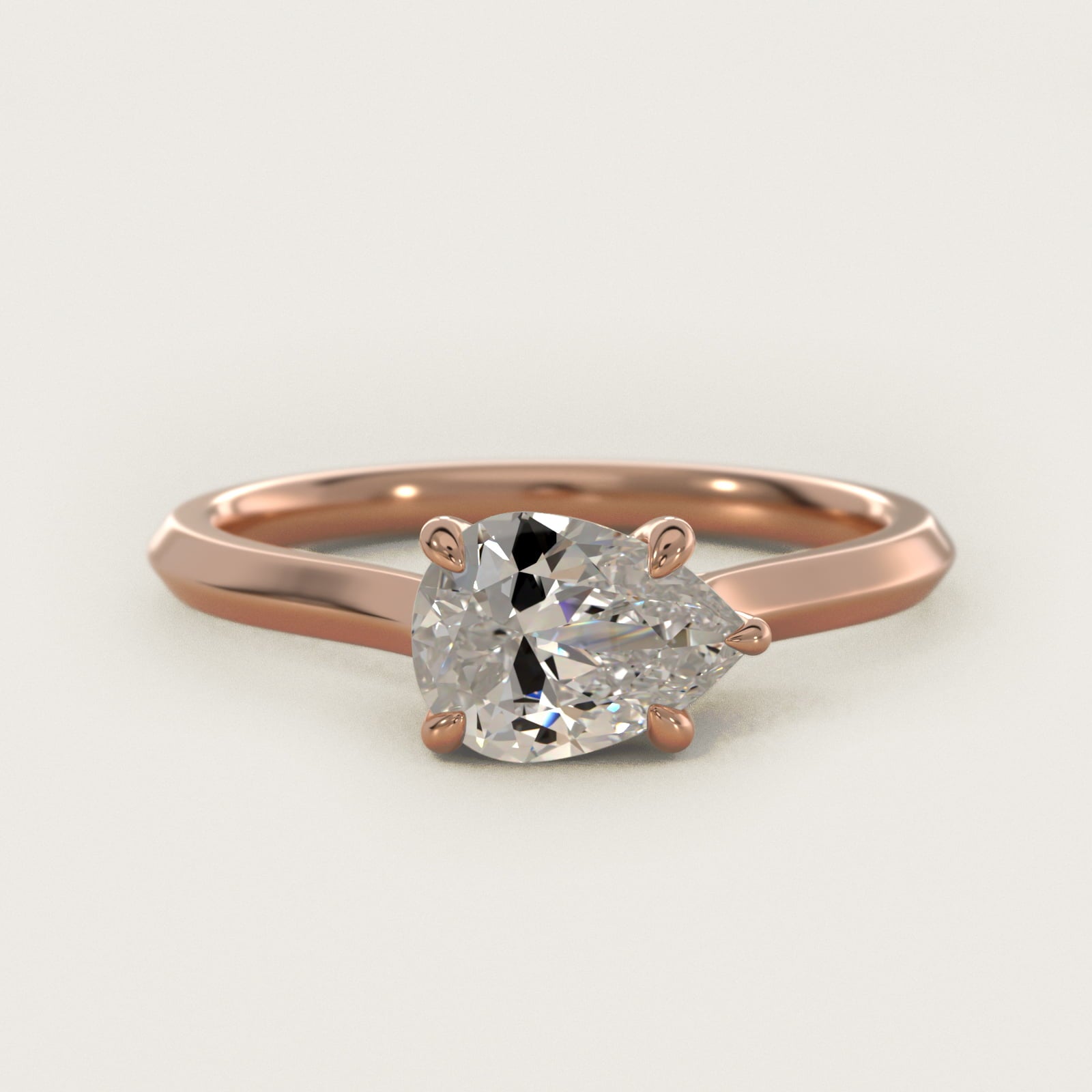 East West Knife Edge Cathedral Solitaire Engagement Ring In 18k Rose Gold By James Allen - Pear Center