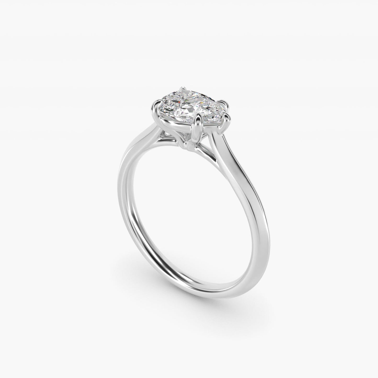 East West Knife Edge Cathedral Solitaire Engagement Ring In 14K White Gold By James Allen - Pear Center