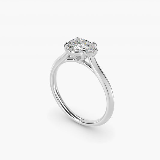 East West Knife Edge Cathedral Solitaire Engagement Ring In 14K White Gold By James Allen - Pear Center