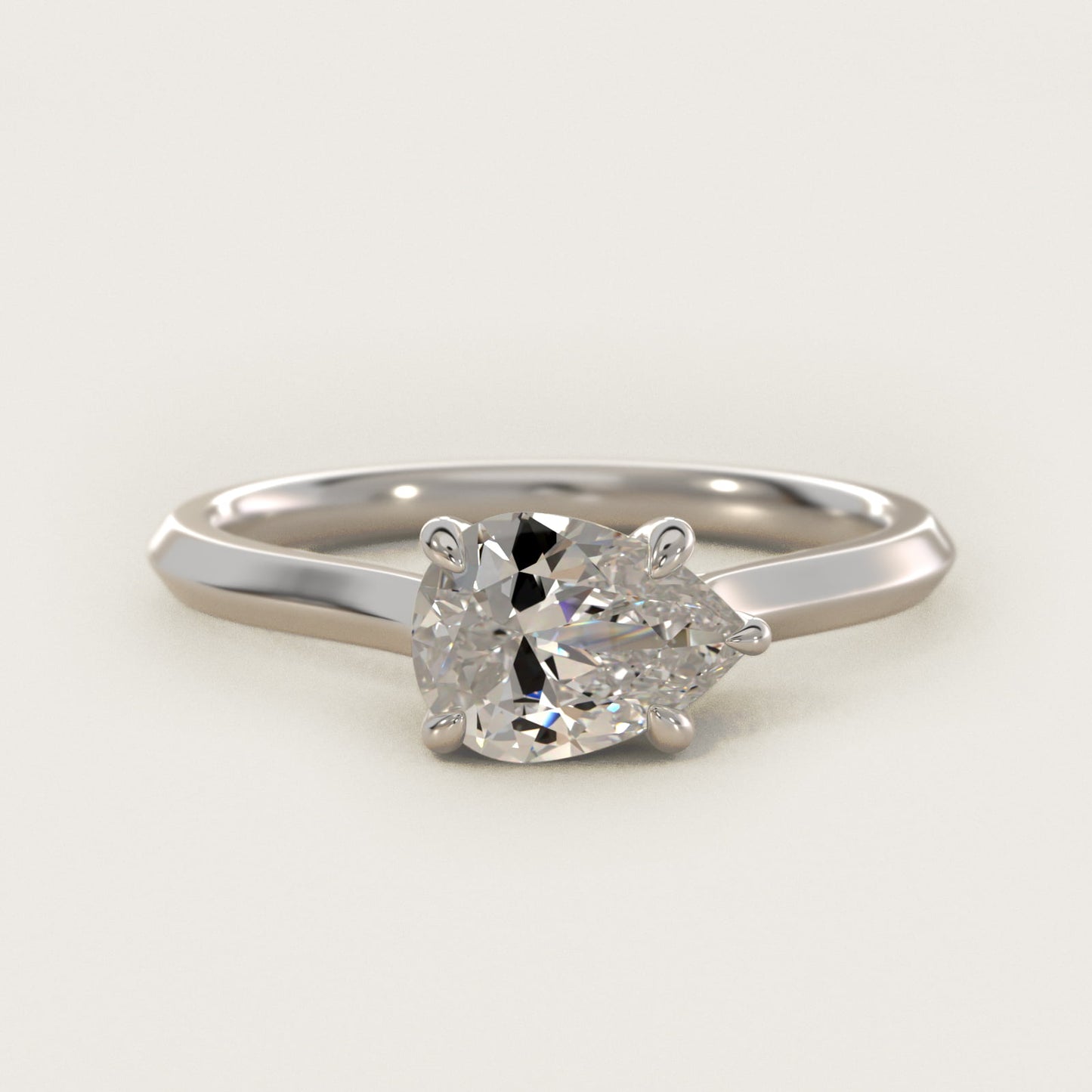 East West Knife Edge Cathedral Solitaire Engagement Ring In 18k White Gold By James Allen - Pear Center