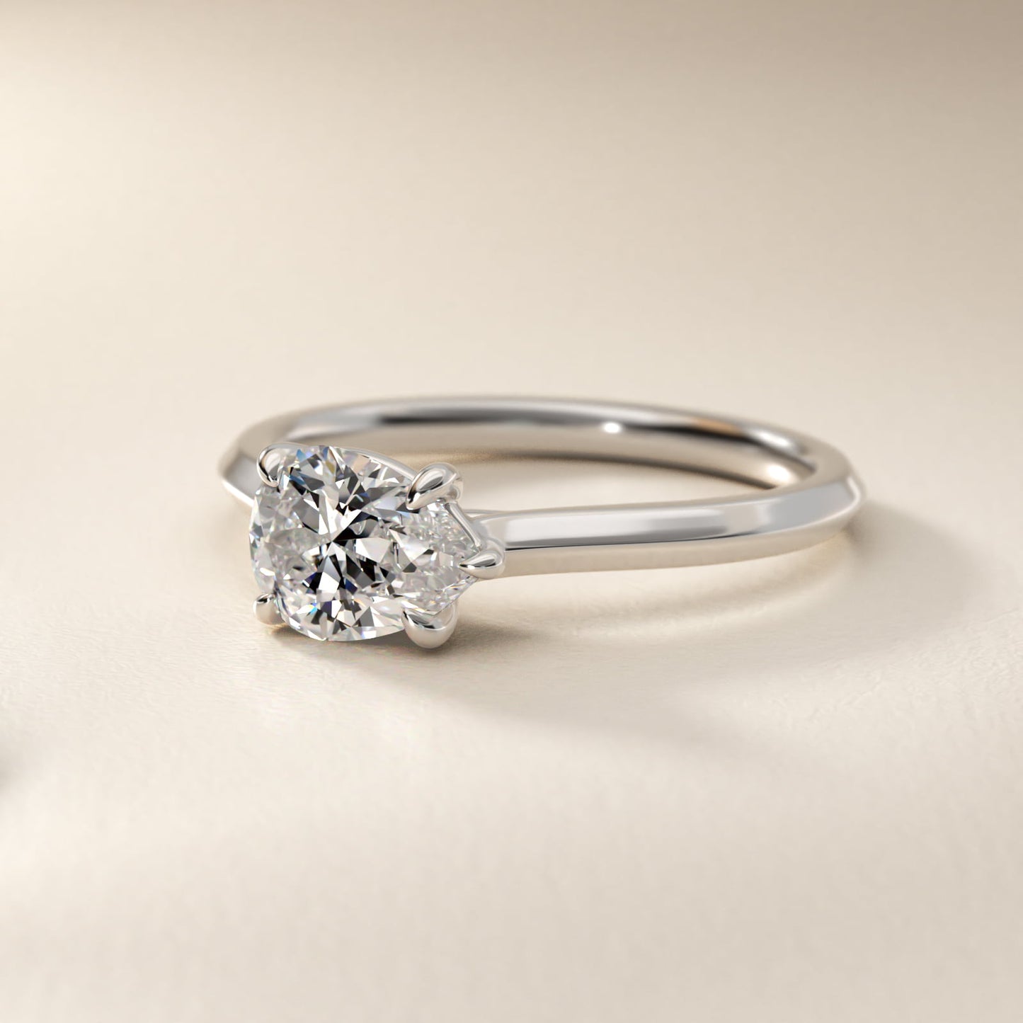 East West Knife Edge Cathedral Solitaire Engagement Ring In 18k White Gold By James Allen - Pear Center