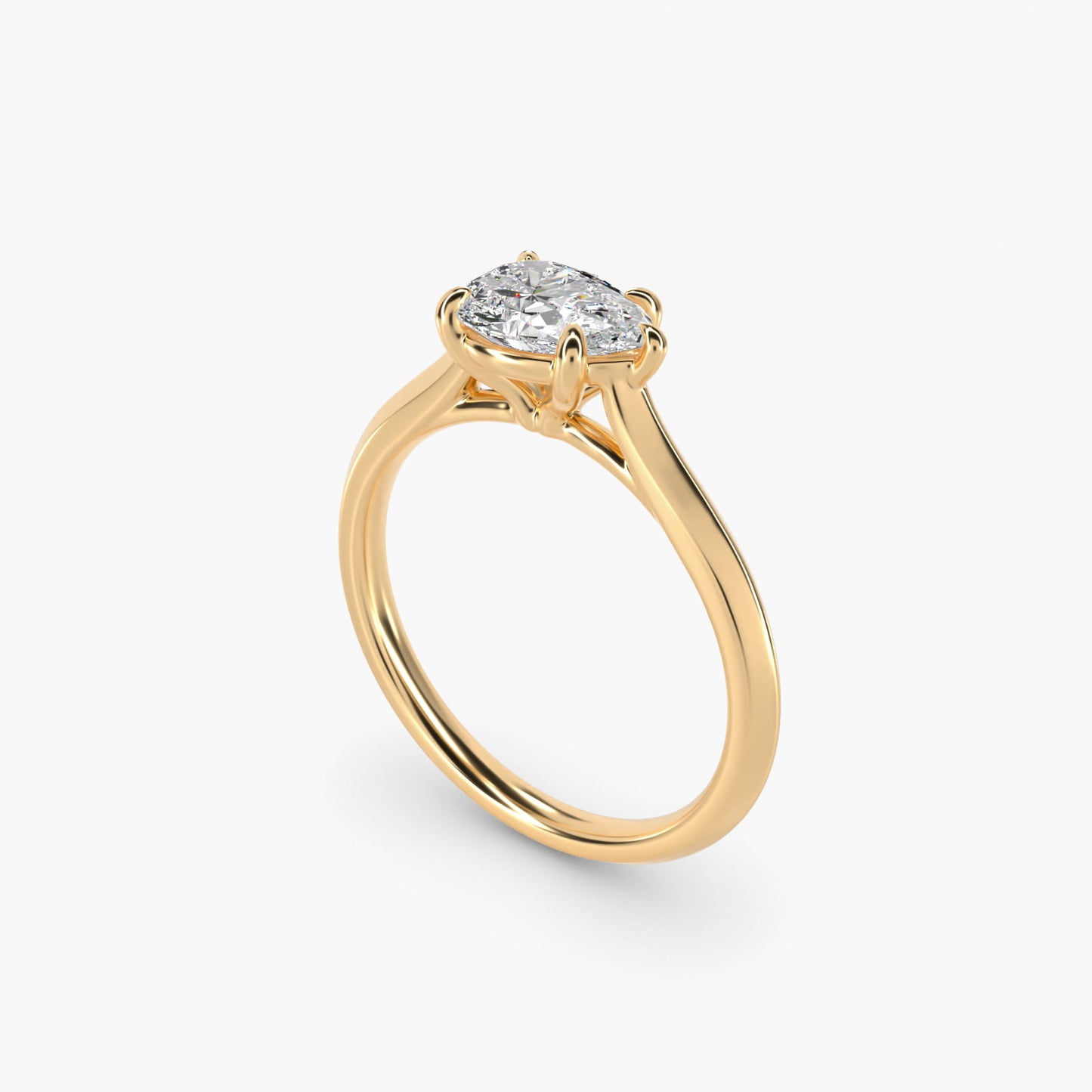 East West Knife Edge Cathedral Solitaire Engagement Ring In 14K Yellow Gold By James Allen - Pear Center