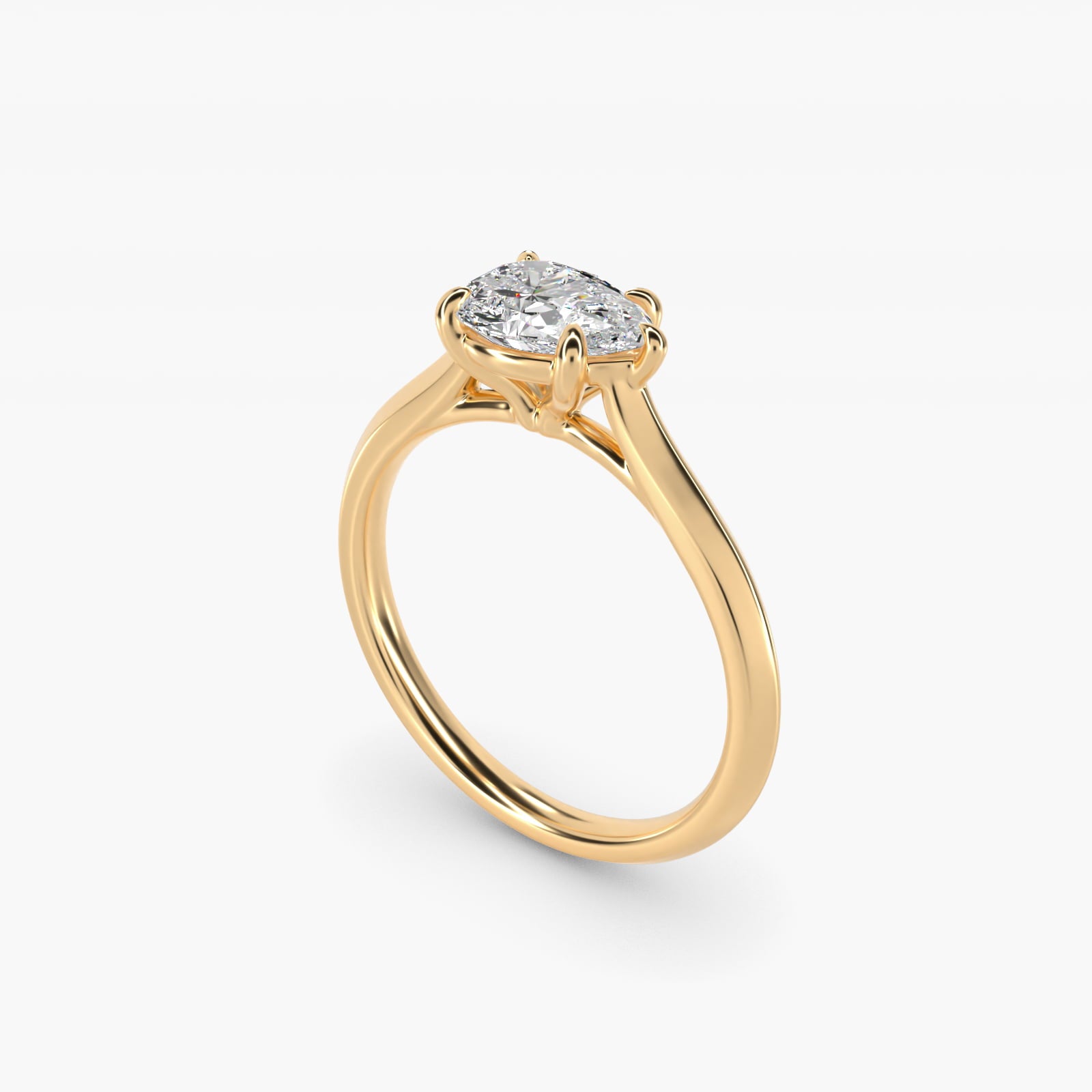 East West Knife Edge Cathedral Solitaire Engagement Ring In 18k Yellow Gold By James Allen - Pear Center
