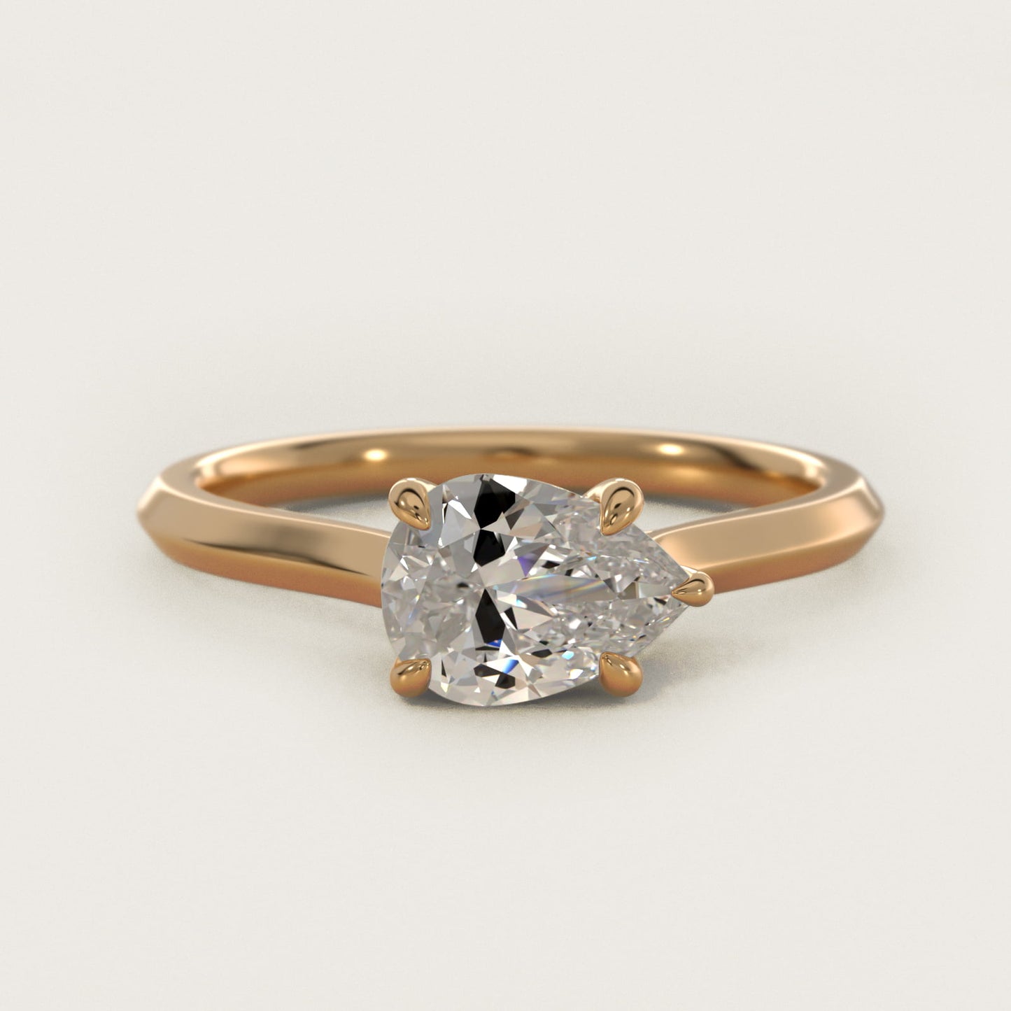 East West Knife Edge Cathedral Solitaire Engagement Ring In 14K Yellow Gold By James Allen - Pear Center