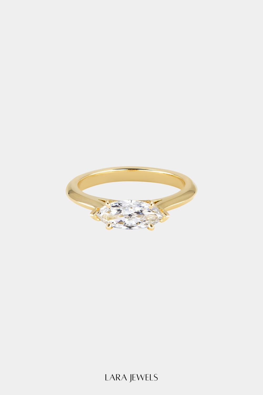 East West Marquise Diamond Ring 18K Gold - Front view