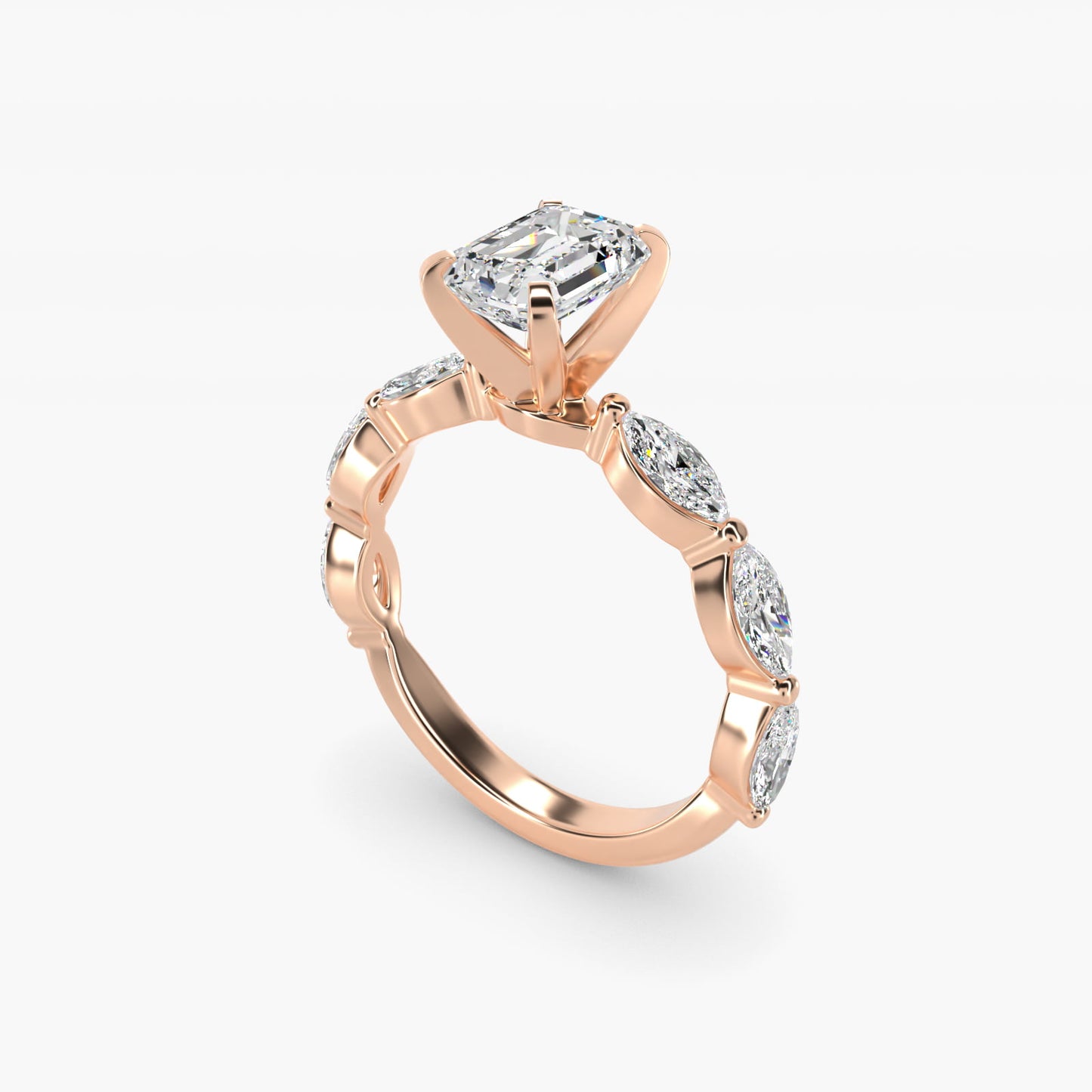 East West Marquise Cut Side Stone Diamond Engagement Ring In 14K Rose Gold By James Allen - Emerald Center