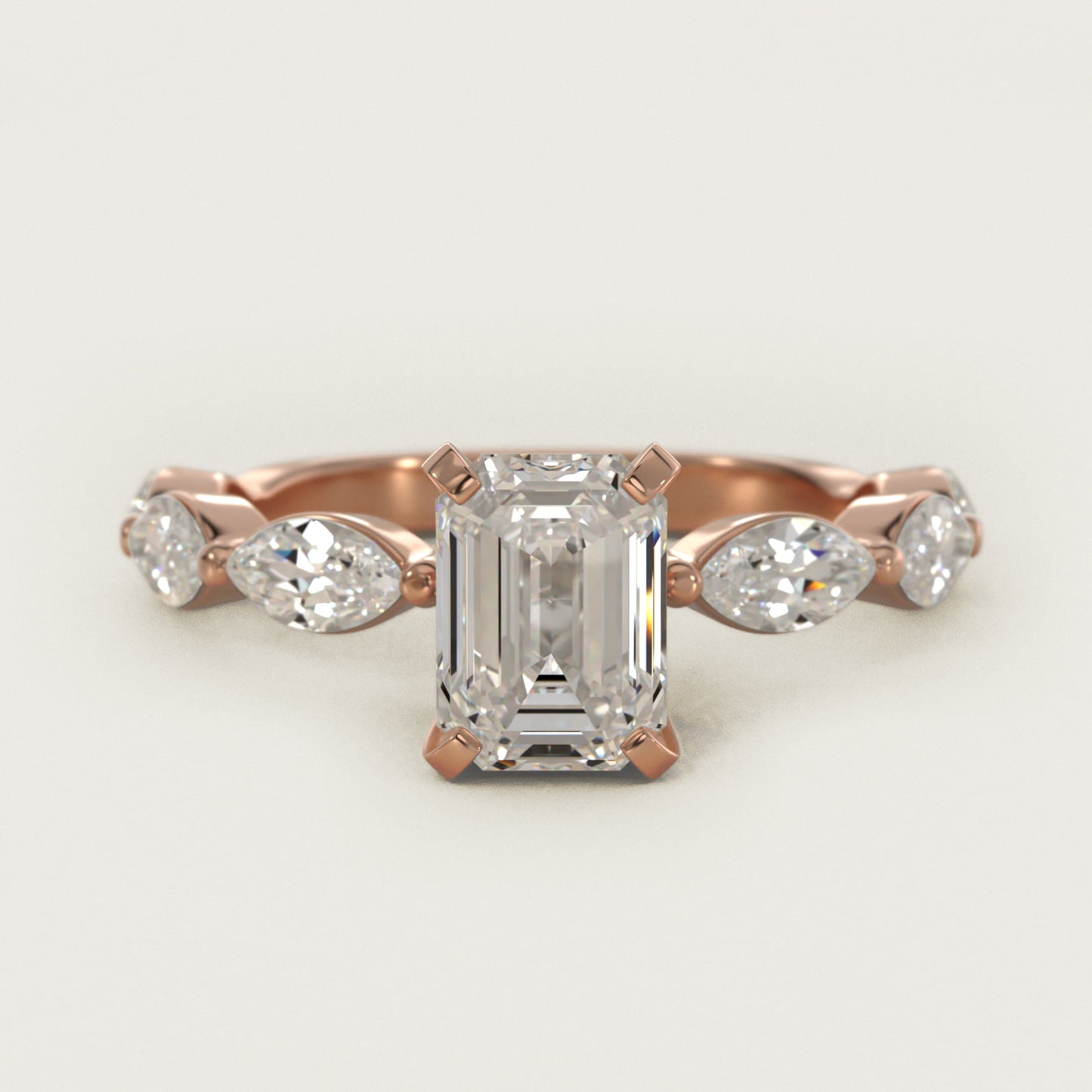 East West Marquise Cut Side Stone Diamond Engagement Ring In 14K Rose Gold By James Allen - Emerald Center