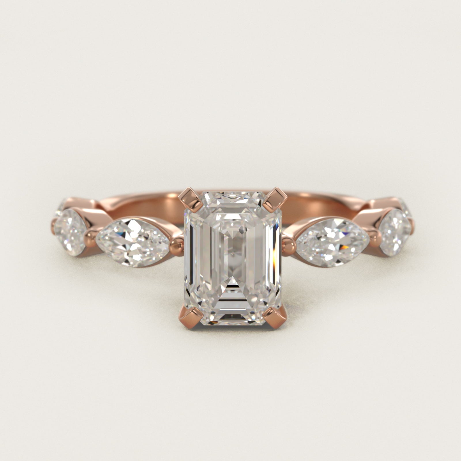 East West Marquise Cut Side Stone Diamond Engagement Ring In 14K Rose Gold By James Allen - Emerald Center