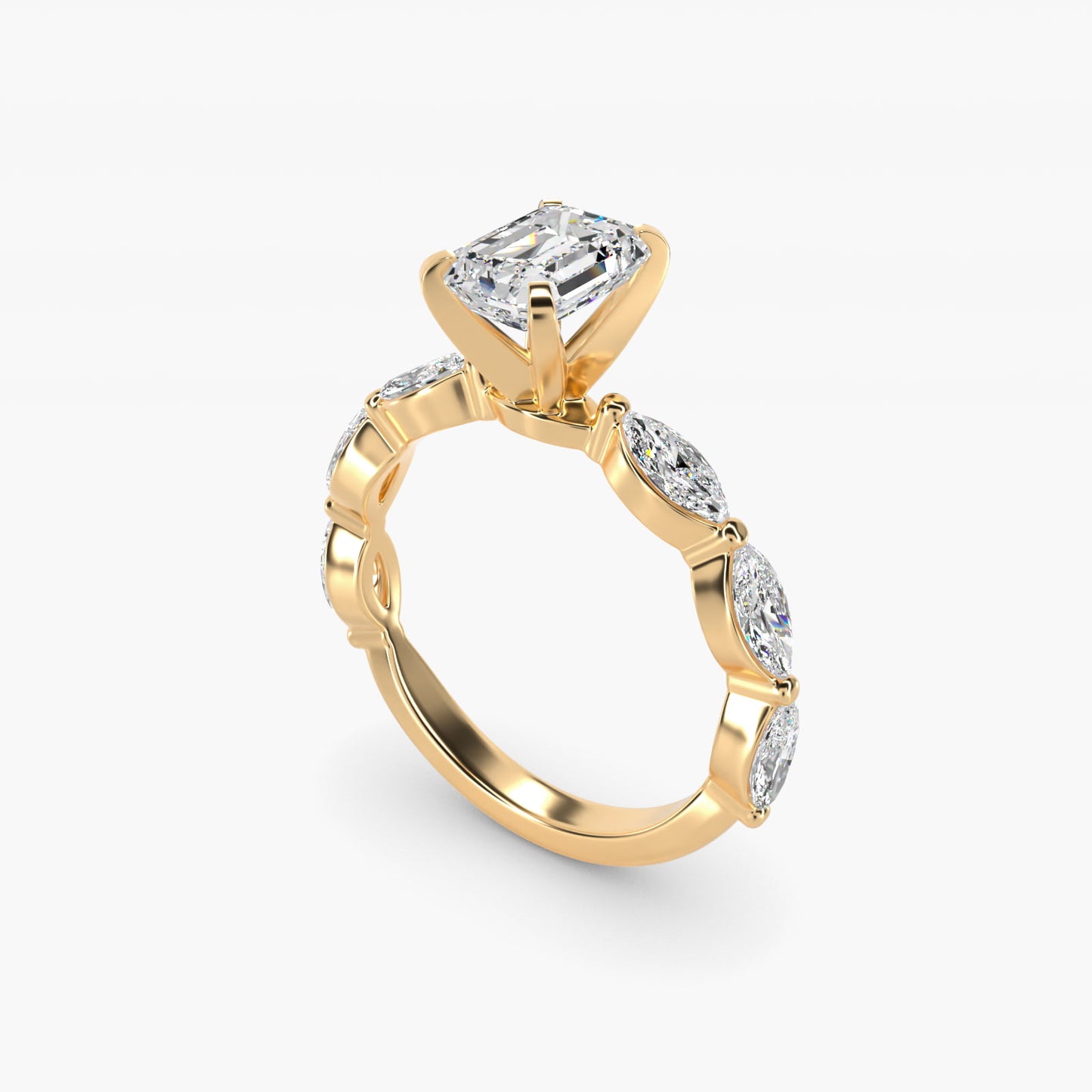East West Marquise Cut Side Stone Diamond Engagement Ring In 14K Yellow Gold By James Allen - Emerald Center