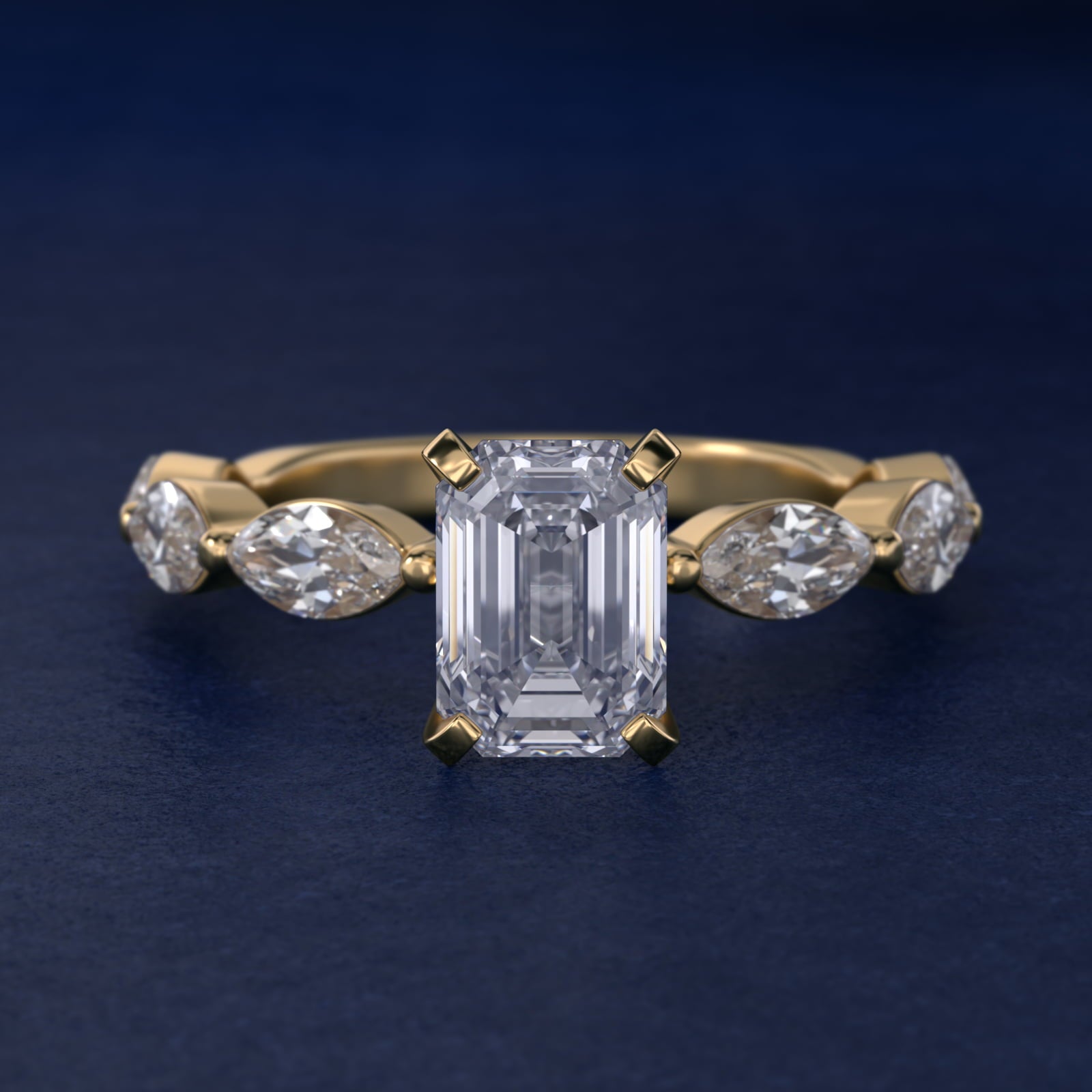 East West Marquise Cut Side Stone Diamond Engagement Ring In 18k Yellow Gold By James Allen - Emerald Center