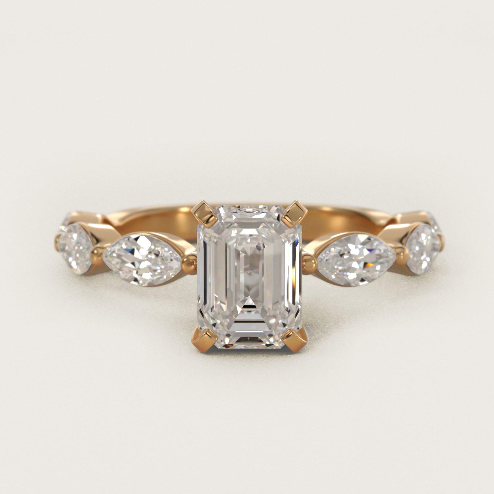 East West Marquise Cut Side Stone Diamond Engagement Ring In 14K Yellow Gold By James Allen - Emerald Center