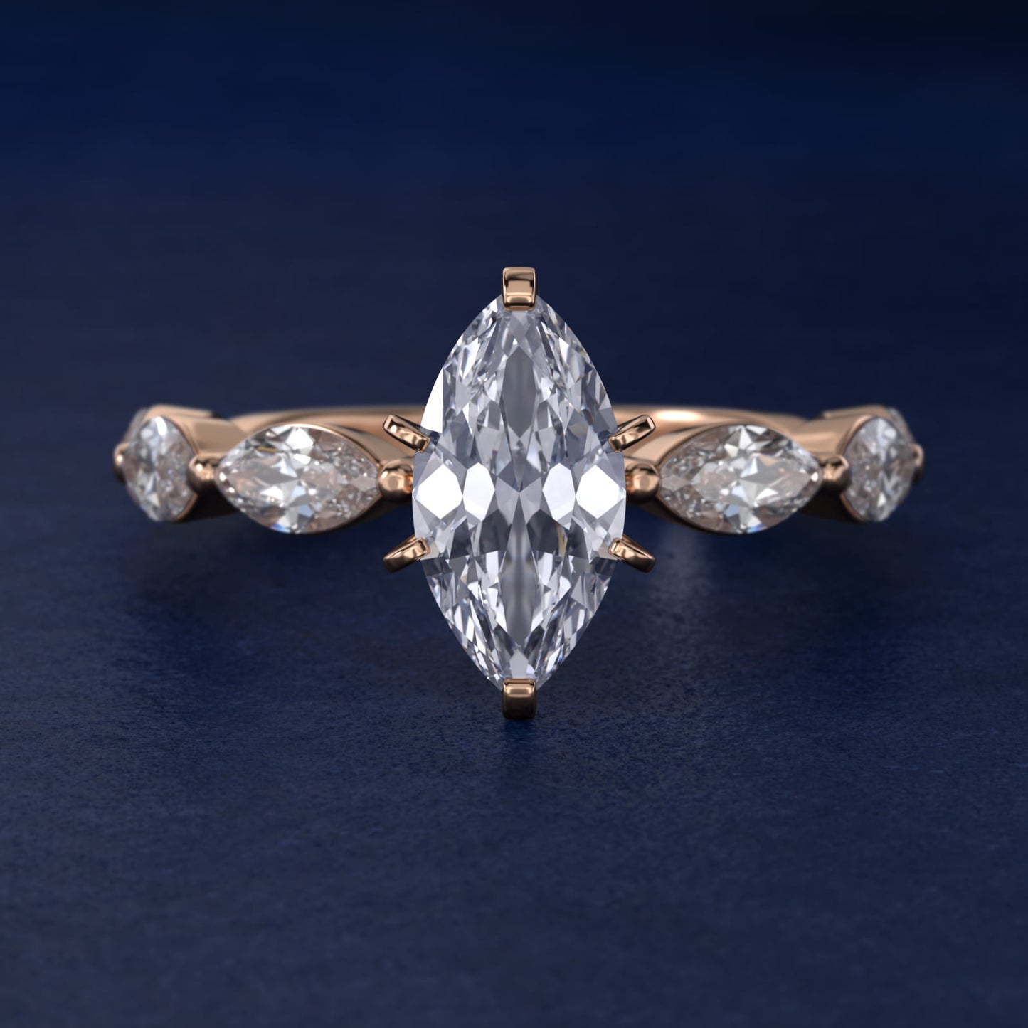 East West Marquise Cut Side Stone Diamond Engagement Ring In 14K Rose Gold By James Allen - Marquise Center