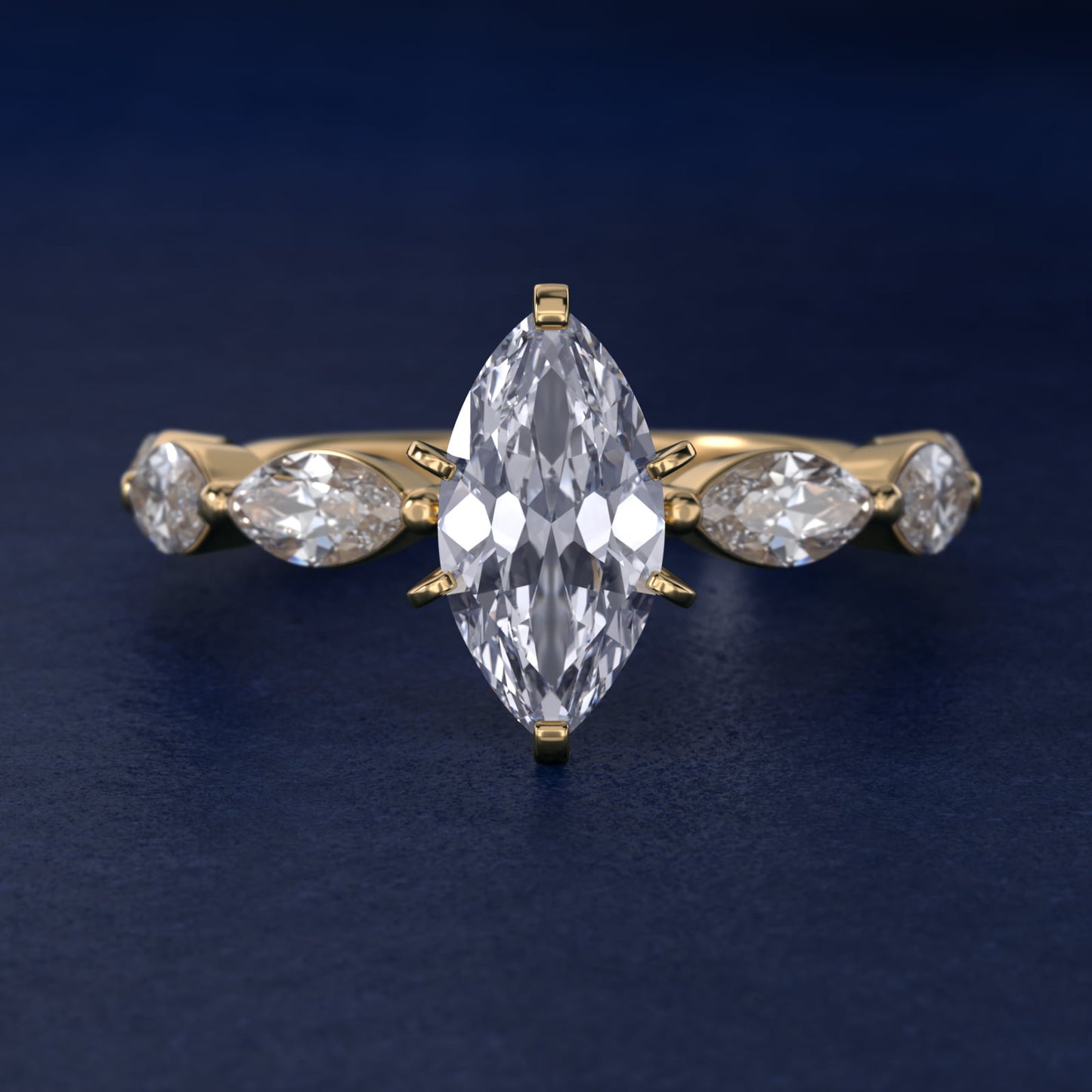 East West Marquise Cut Side Stone Diamond Engagement Ring In 18k Yellow Gold By James Allen - Marquise Center
