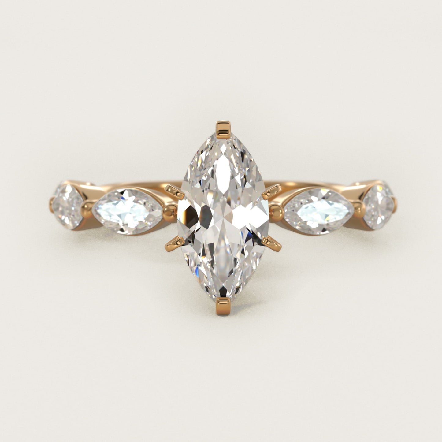 East West Marquise Cut Side Stone Diamond Engagement Ring In 18k Yellow Gold By James Allen - Marquise Center