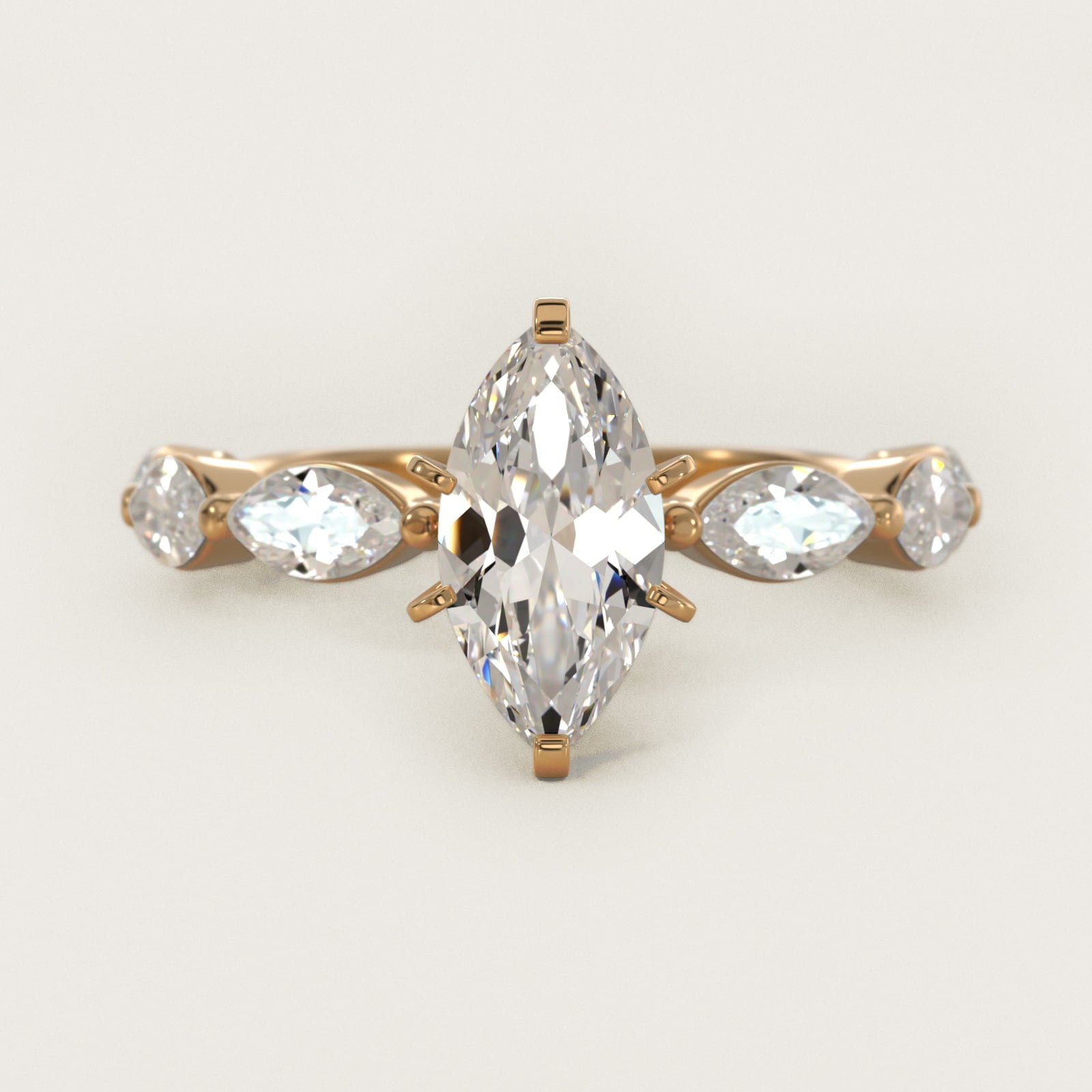East West Marquise Cut Side Stone Diamond Engagement Ring In 18k Yellow Gold By James Allen - Marquise Center