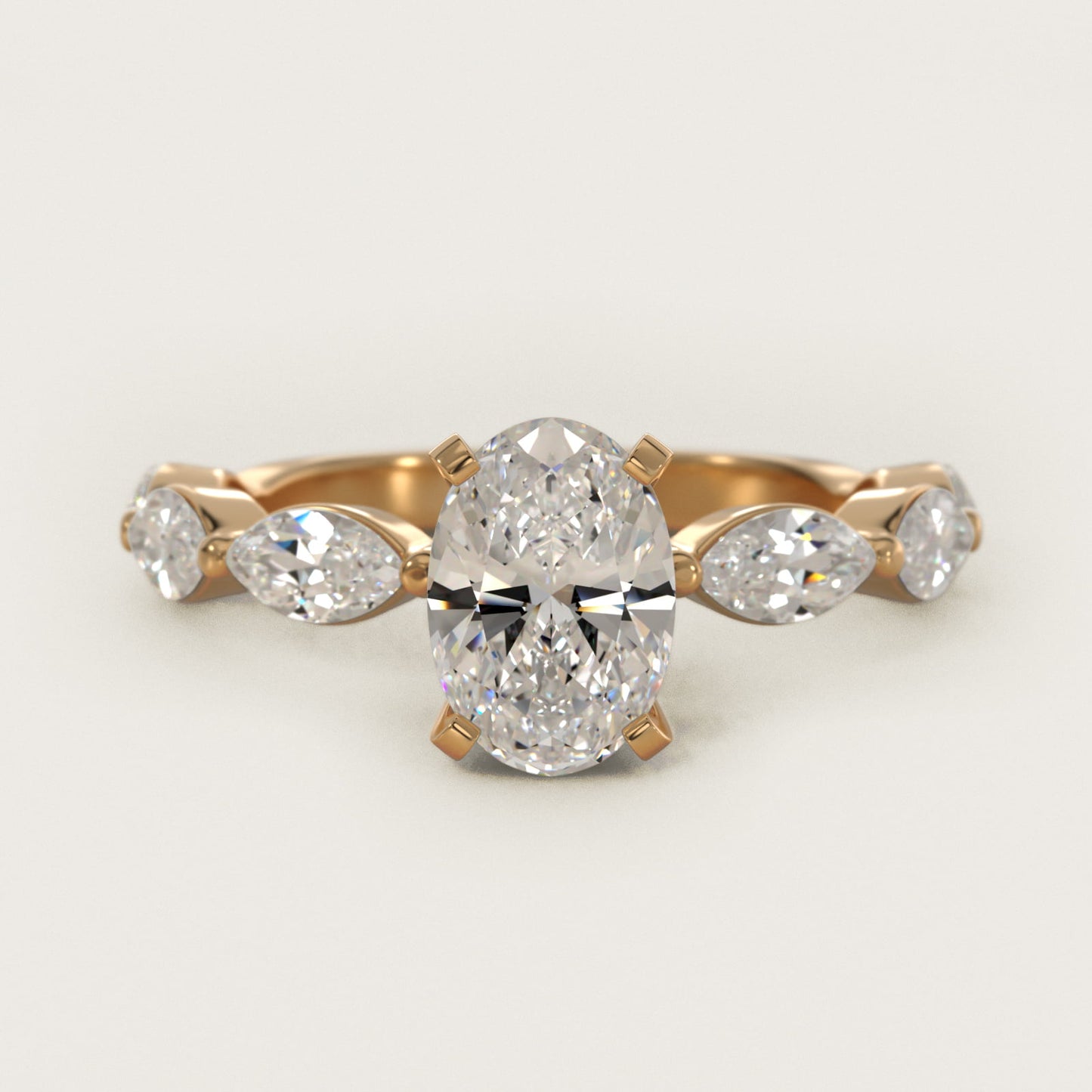 East West Marquise Cut Side Stone Diamond Engagement Ring In 18k Yellow Gold By James Allen - Oval Center