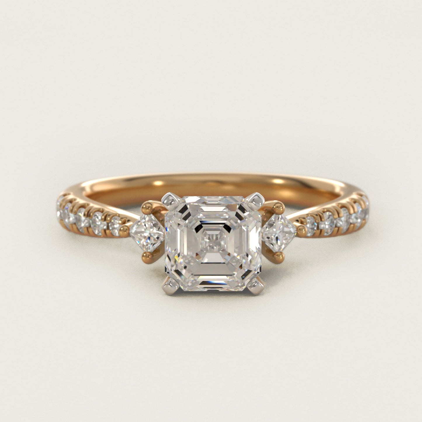 East-West Sidestone and PavŽ Diamond Engagement Ring in 14k Yellow Gold (1/4 ct. tw.) - Asscher Center