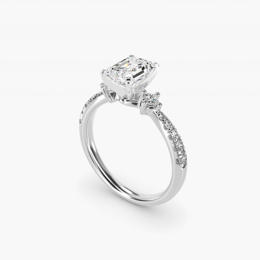 East-West Sidestone and PavŽ Diamond Engagement Ring in 14k White Gold (1/4 ct. tw.) - Emerald Center