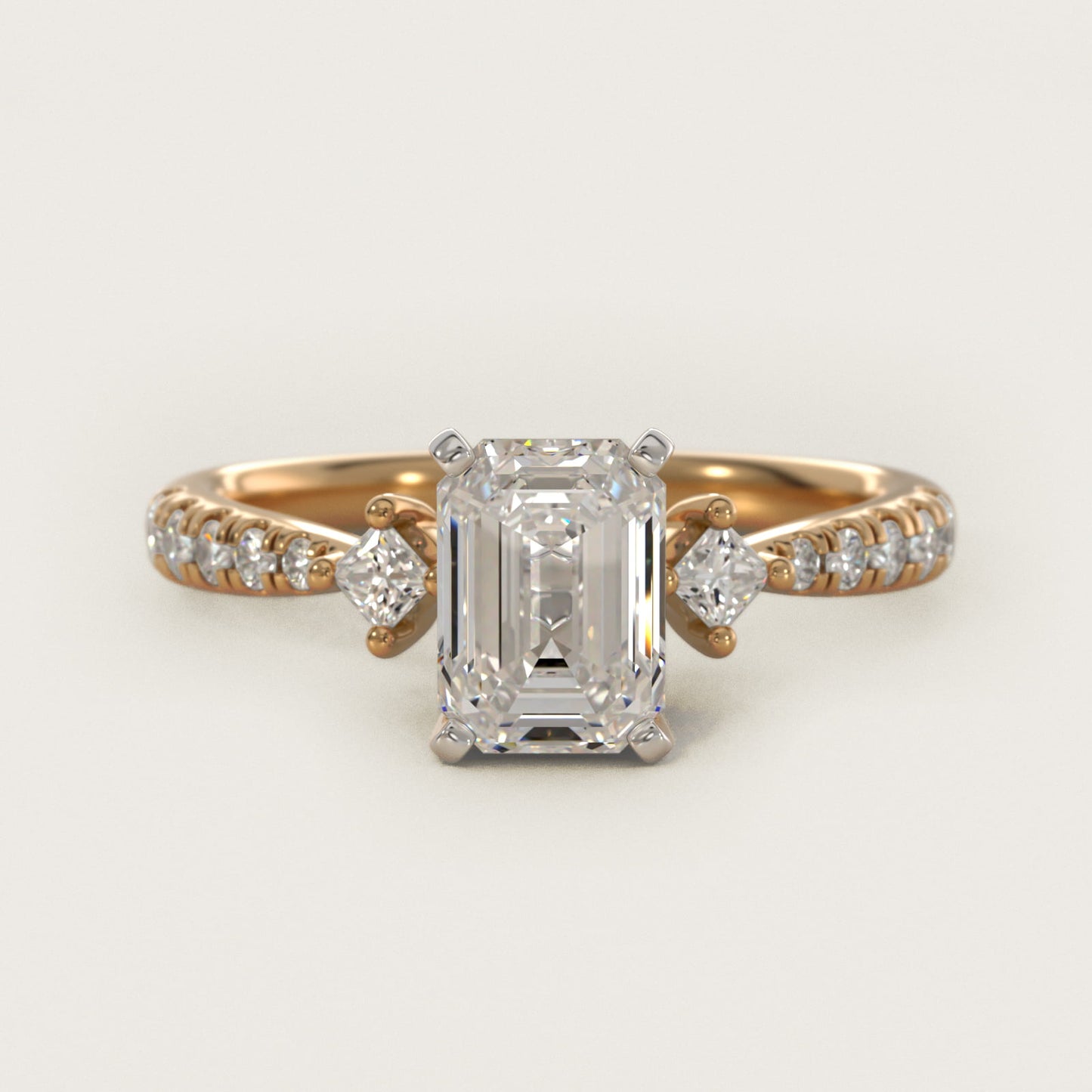 East-West Sidestone and PavŽ Diamond Engagement Ring in 14k Yellow Gold (1/4 ct. tw.) - Emerald Center