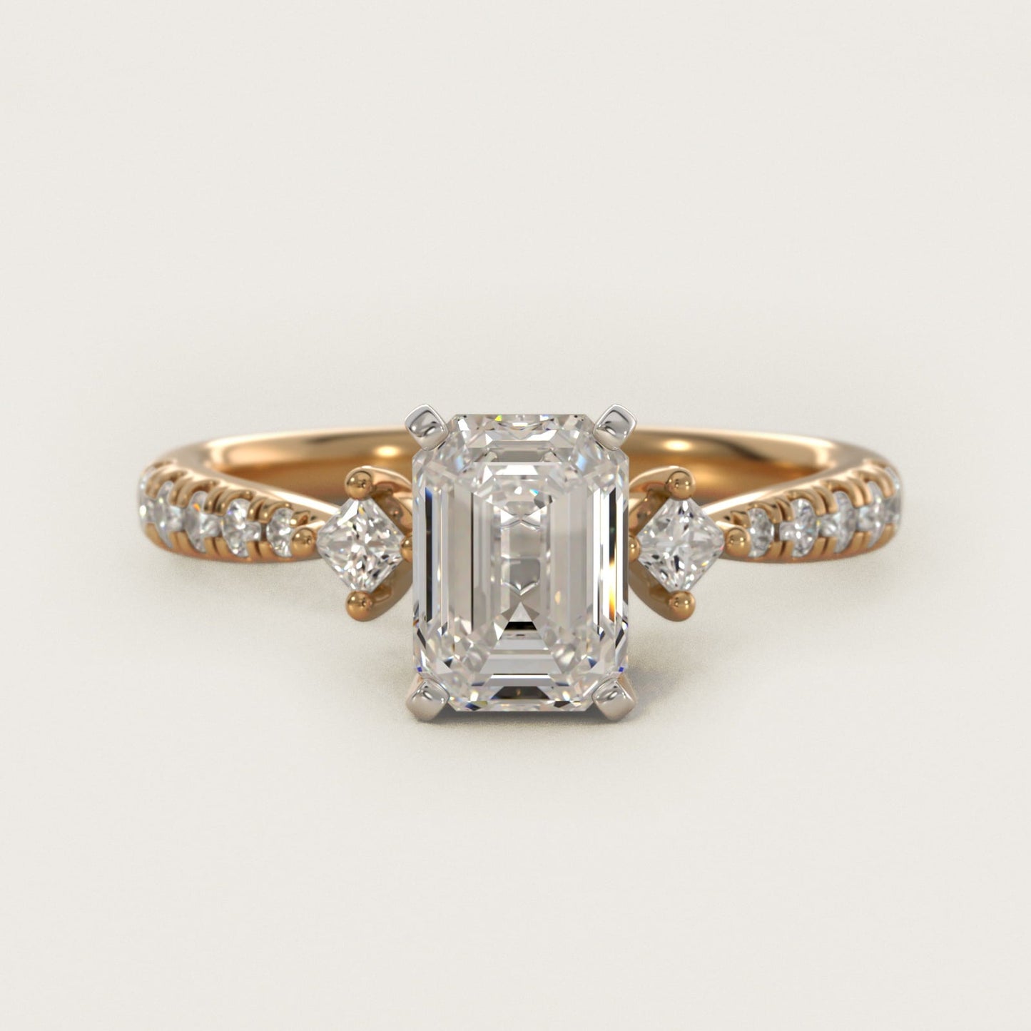 East-West Sidestone and Pav? Diamond Engagement Ring in 18k Yellow Gold (1/4 ct. tw.) - Emerald Center
