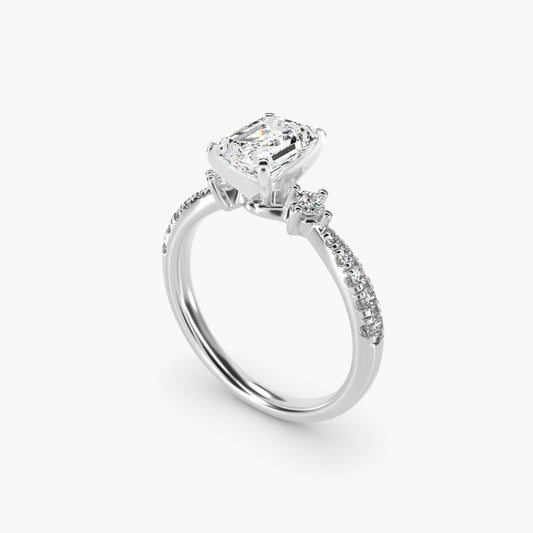 East-West Sidestone and Pav? Diamond Engagement Ring in Platinum (1/4 ct. tw.) - Emerald Center