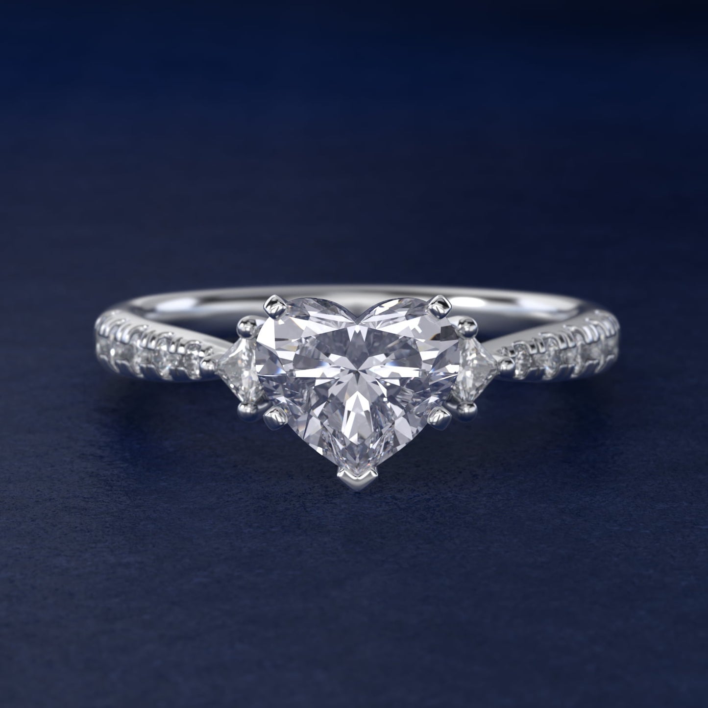 East-West Sidestone and PavŽ Diamond Engagement Ring in 14k White Gold (1/4 ct. tw.) - Heart Center