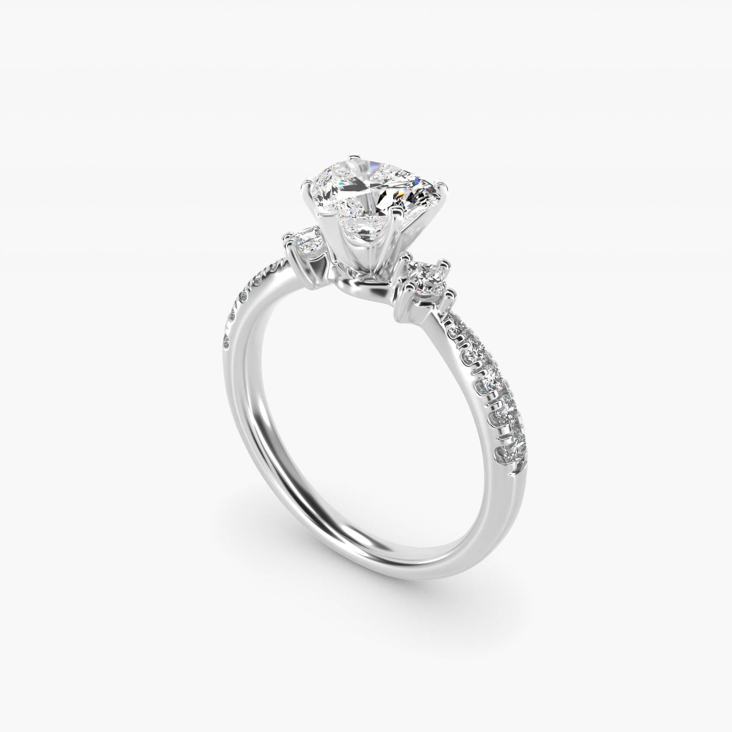 East-West Sidestone and Pav? Diamond Engagement Ring in Platinum (1/4 ct. tw.) - Heart Center
