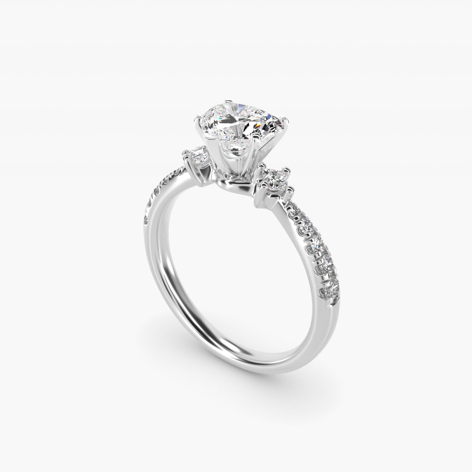 East-West Sidestone and Pav? Diamond Engagement Ring in Platinum (1/4 ct. tw.) - Heart Center
