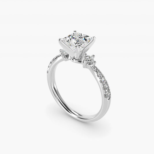 East-West Sidestone and Pav? Diamond Engagement Ring in Platinum (1/4 ct. tw.) - Princess Center
