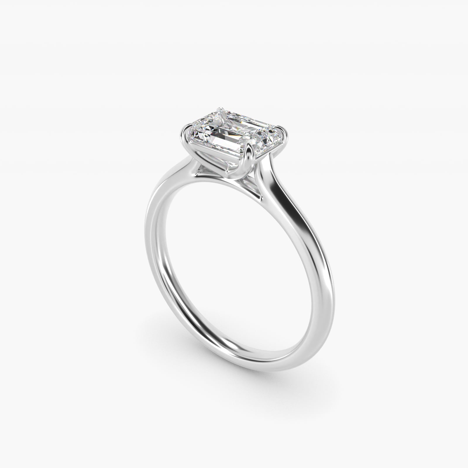 East West Solitaire in 14k White Gold - Emerald Center