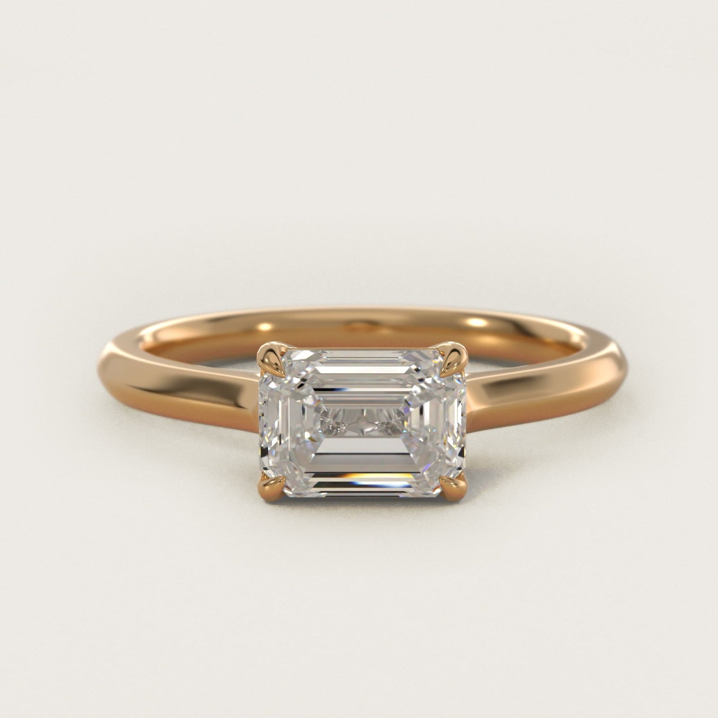 East West Solitaire in 18k Yellow Gold - Emerald Center