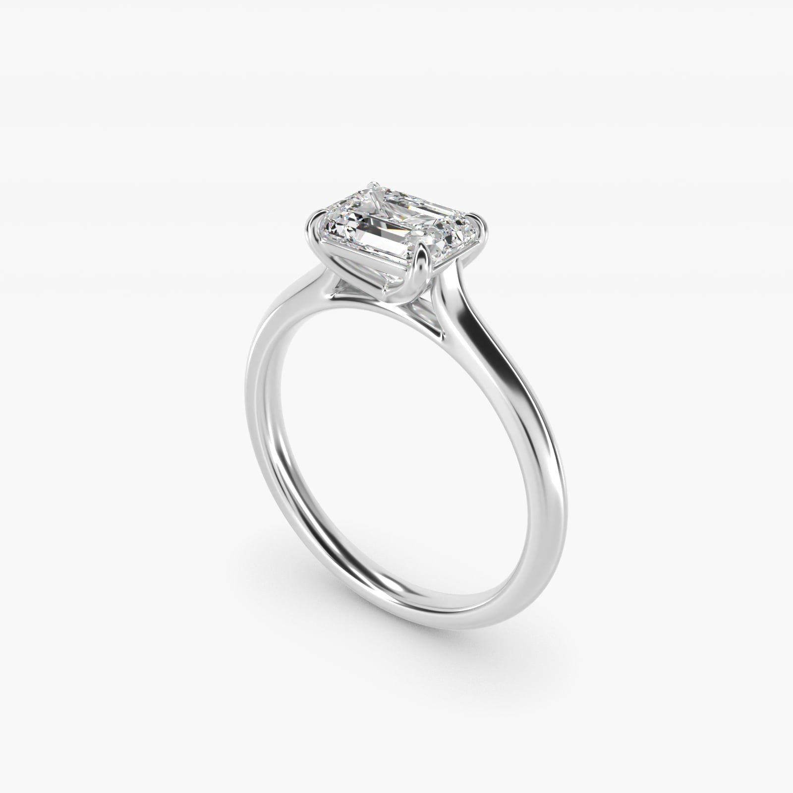 East West Solitaire in Platinum - Emerald Center