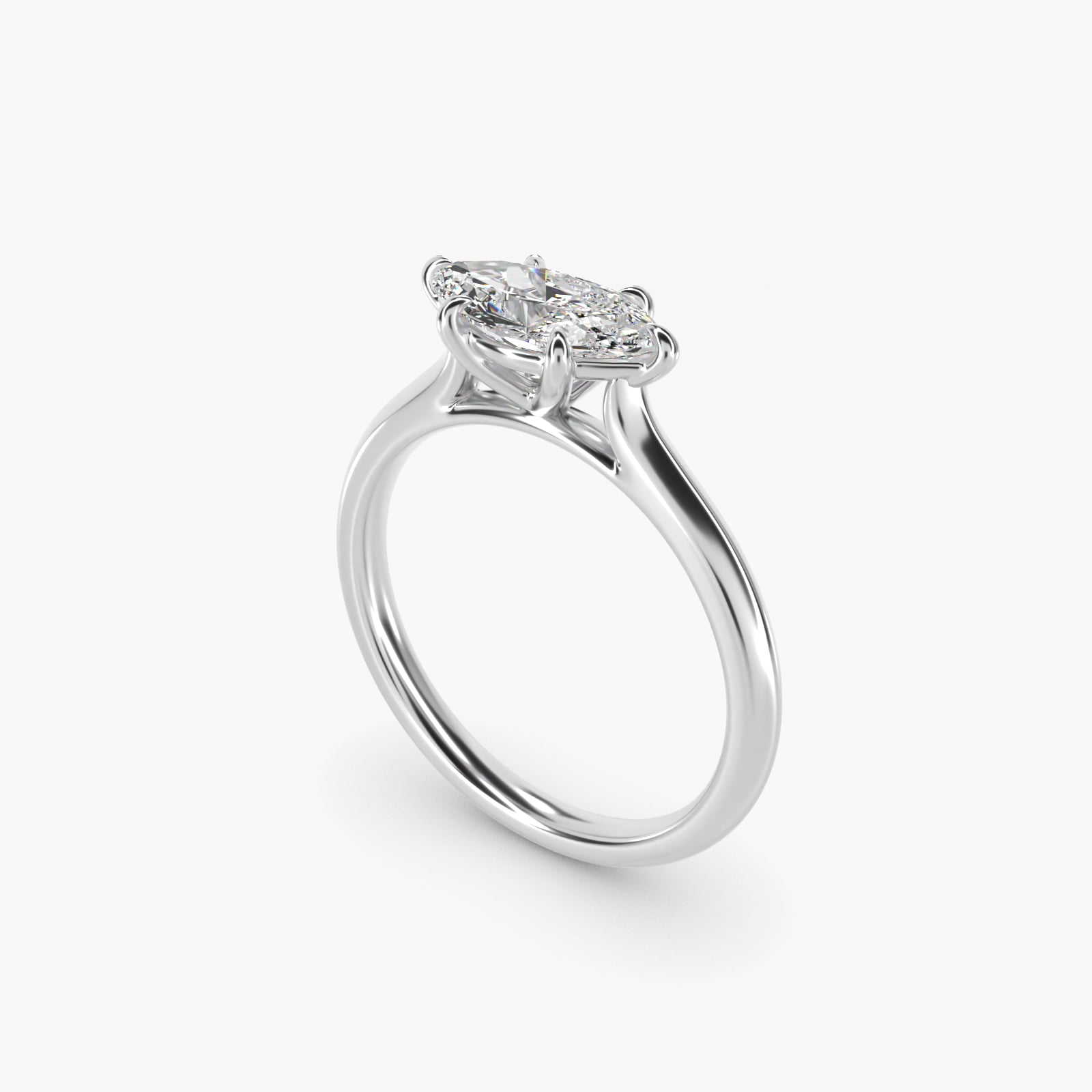 East West Solitaire in 14k White Gold - Marquise Center