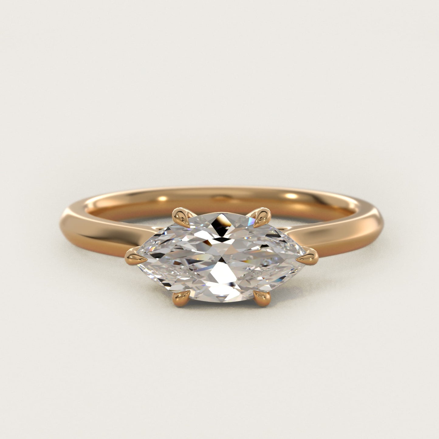 East West Solitaire in 14k Yellow Gold - Marquise Center