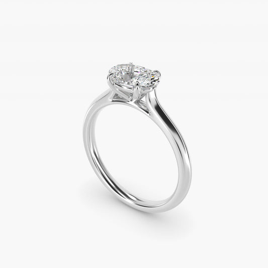 East West Solitaire in 18k White Gold - Oval Center