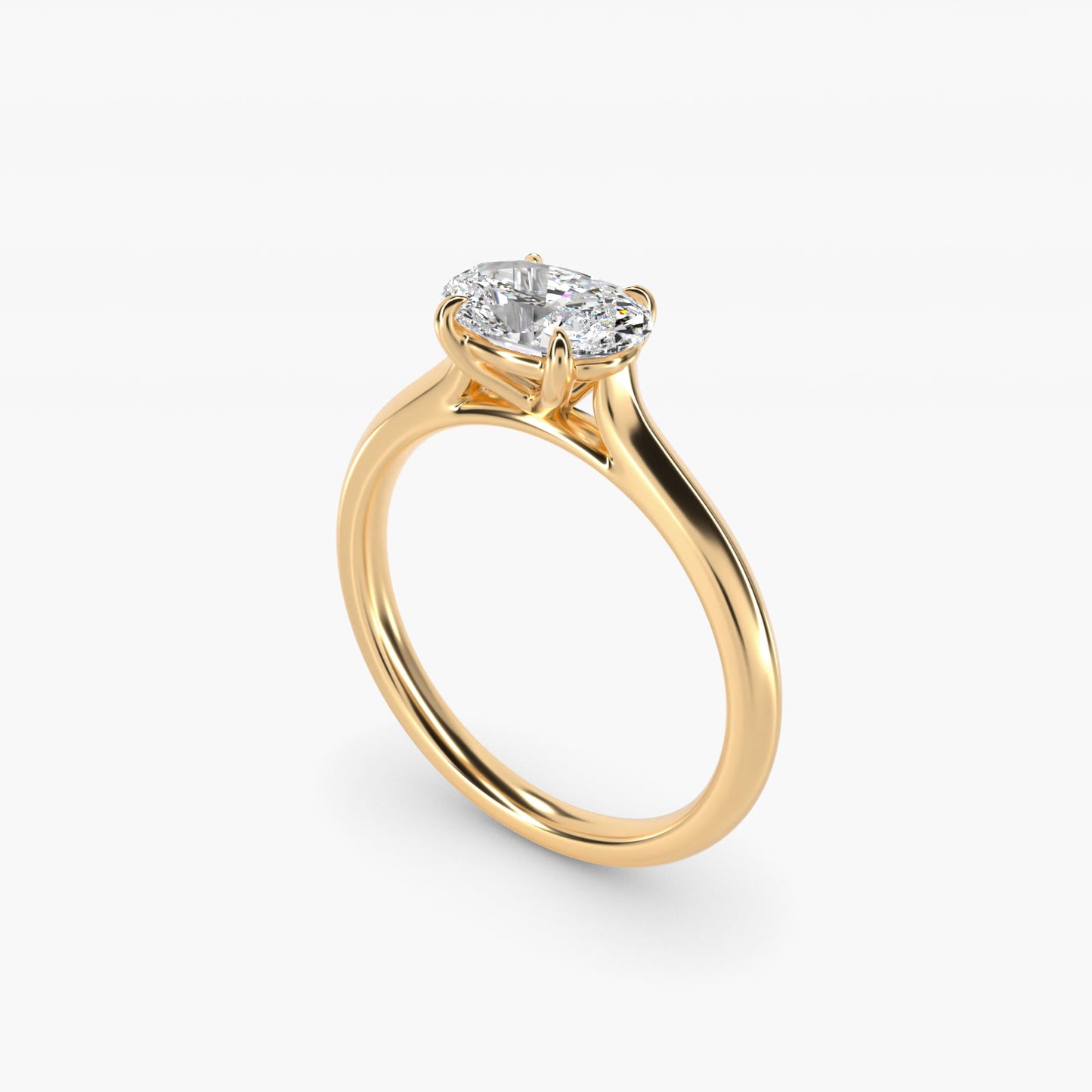 East West Solitaire in 14k Yellow Gold - Oval Center